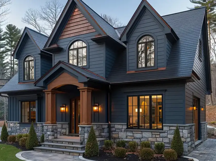beautiful view of a house covered with siding